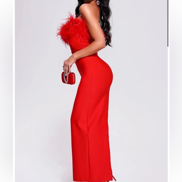 Elegant feather midi dress - Picture 3 of 3